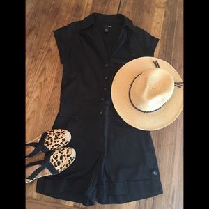 Black Short Romper Jumpsuit SZ10